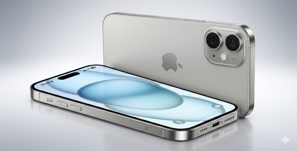 iPhone 17e matte white design with dual camera and dynamic island display