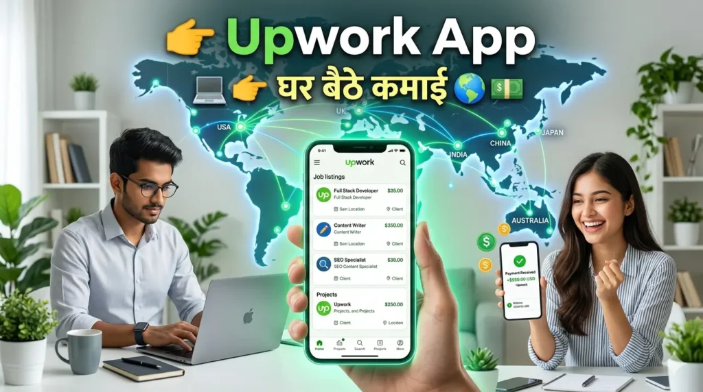 Upwork app work from home online earning thumbnail