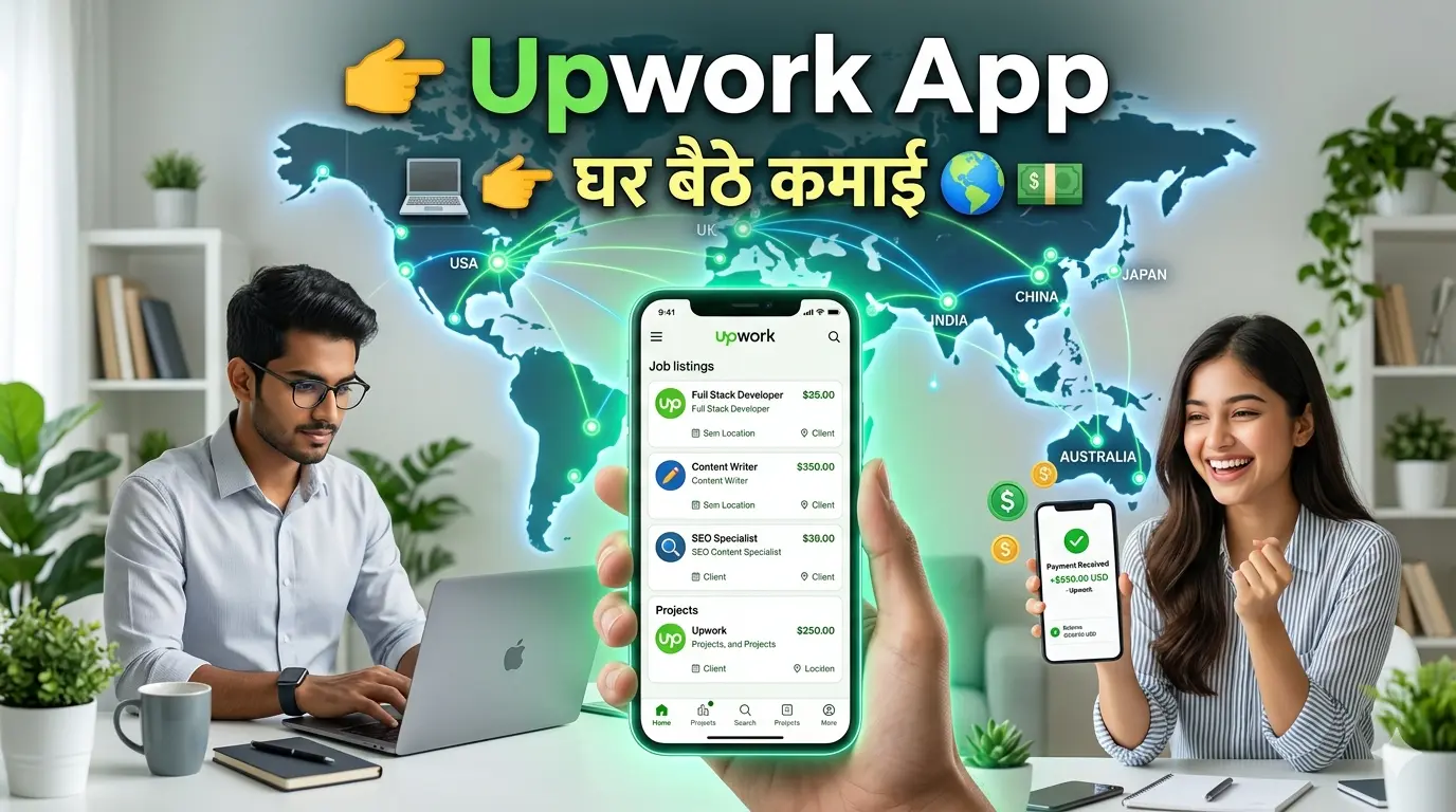 Upwork app work from home online earning thumbnail