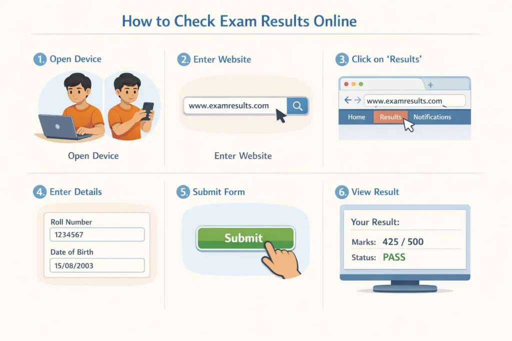  रिजल्ट चेक करने का स्टेप-बाय-स्टेप तरीका 