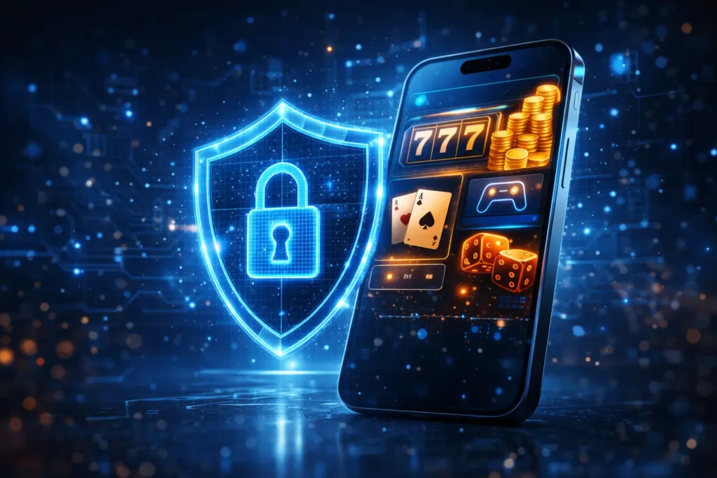 secure digital shield protecting online gaming app interface