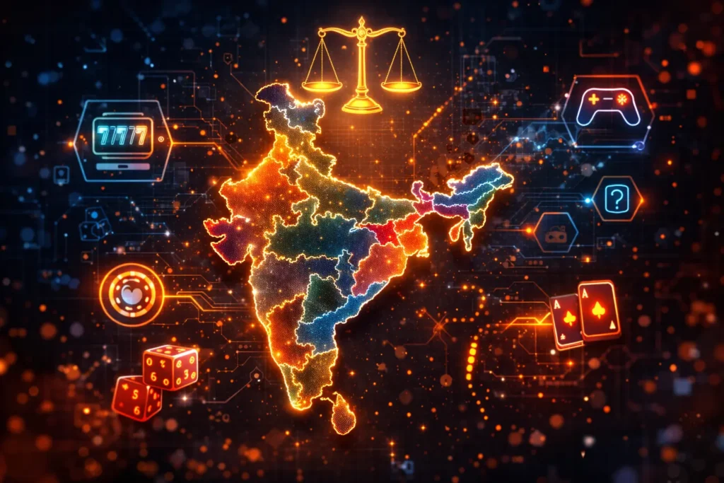 india map highlighting different state gaming laws