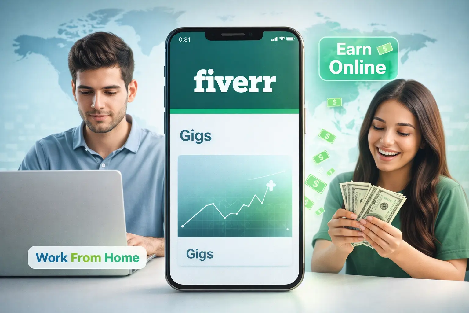 Fiverr app freelancing and online earning thumbnail