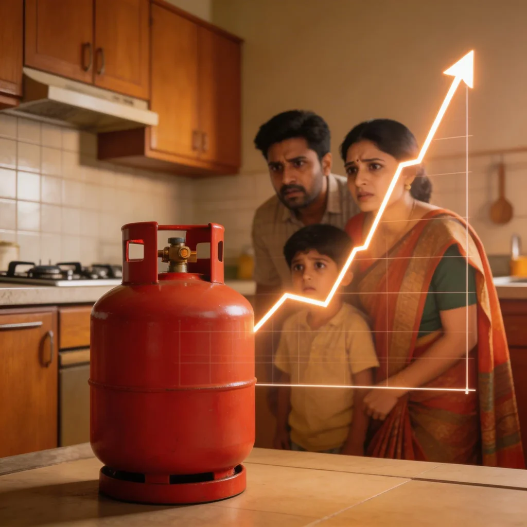 gas stove and lpg cylinder in indian kitchen