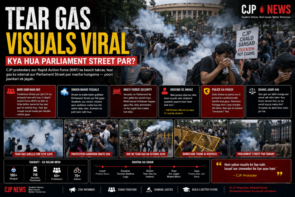 Tear Gas Visuals Viral — Kya Hua Parliament Street Par
